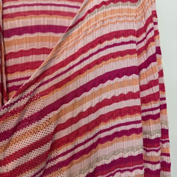 Chico’s Women’s Pink Multi Wave Stripe Tassel Sweater Cardigan NWT Size Medium - Picture 5 of 10